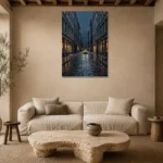SoHo Taxi New York Cityscape Wall Art Canvas Print presented in a sophisticated home setting