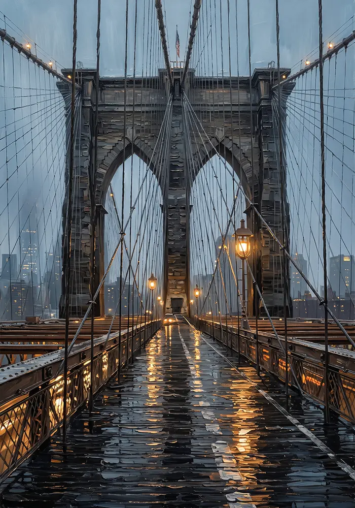 Brooklyn Bridge New York Cityscape Wall Art Canvas Print