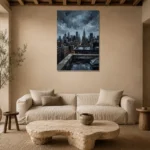 Chrysler Skyline New York Cityscape Wall Art Canvas Print presented in a sophisticated home setting