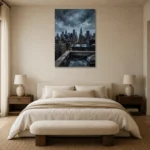 Chrysler Skyline New York Cityscape Wall Art Canvas Print showcased in an elegant minimalist interior