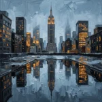 Empire Reflection New York Cityscape Wall Art Canvas Print