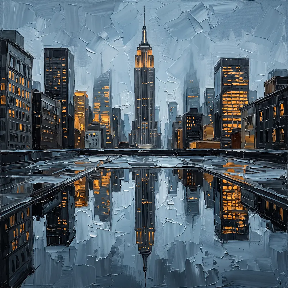 Empire Reflection New York Cityscape Wall Art Canvas Print