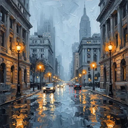 Fifth Avenue Lamps New York Cityscape Wall Art Canvas Print