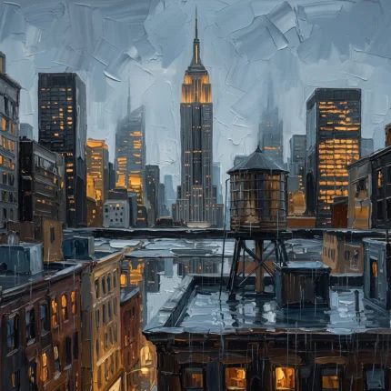 Rooftop Water Tower New York Cityscape Wall Art Canvas Print