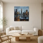 Rooftop Water Tower New York Cityscape Wall Art Canvas Print styled in a refined neutral interior