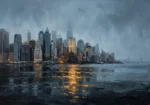 Lower Manhattan Skyline New York Cityscape Wall Art Canvas Print