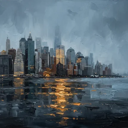 Lower Manhattan Skyline New York Cityscape Wall Art Canvas Print