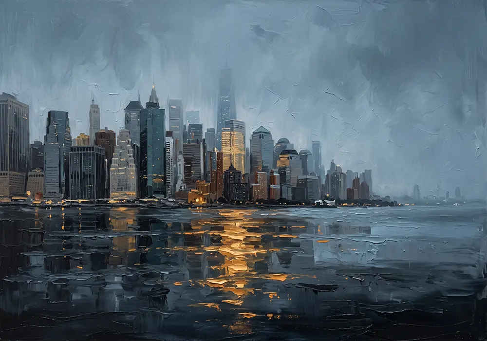 Lower Manhattan Skyline New York Cityscape Wall Art Canvas Print