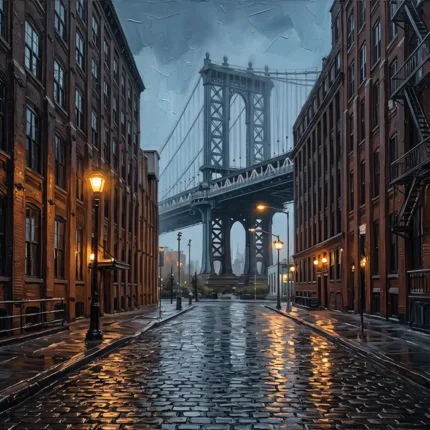 DUMBO Manhattan Bridge New York Cityscape Wall Art Canvas Print