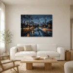 Central Park Skyline New York Cityscape Wall Art Canvas Print styled in a refined neutral interior
