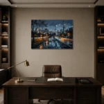 Central Park Skyline New York Cityscape Wall Art Canvas Print displayed in a contemporary gallery-inspired room