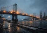 East River Bridge New York Cityscape Wall Art Canvas Print