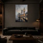 Big Ben London Cityscape Wall Art Canvas Print shown in a warm modern interior