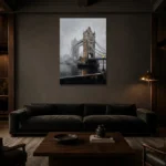 Tower Bridge London Cityscape Wall Art Canvas Print shown in a warm modern interior