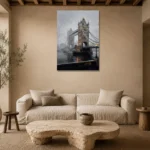 Tower Bridge London Cityscape Wall Art Canvas Print presented in a sophisticated home setting