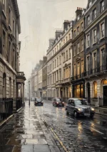 Black Cab London Cityscape Wall Art Canvas Print