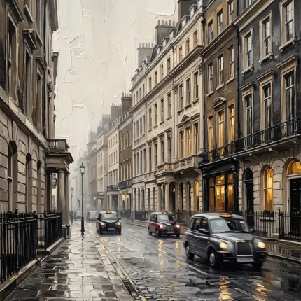 Black Cab London Cityscape Wall Art Canvas Print