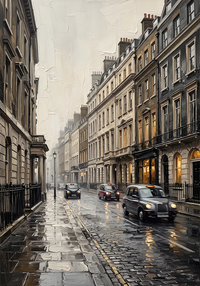 Black Cab London Cityscape Wall Art Canvas Print