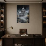 St Pauls Cathedral London Cityscape Wall Art Canvas Print displayed in a contemporary gallery-inspired room