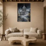 St Pauls Cathedral London Cityscape Wall Art Canvas Print presented in a sophisticated home setting