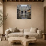 Historic Courtyard London Cityscape Wall Art Canvas Print presented in a sophisticated home setting