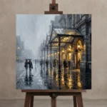 Victorian Canopy London Cityscape Wall Art Canvas Print displayed on a studio easel