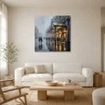 Victorian Canopy London Cityscape Wall Art Canvas Print styled in a refined neutral interior