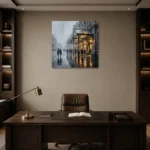 Victorian Canopy London Cityscape Wall Art Canvas Print displayed in a contemporary gallery-inspired room