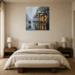 Victorian Canopy London Cityscape Wall Art Canvas Print showcased in an elegant minimalist interior