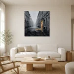 Golden Doorway London Cityscape Wall Art Canvas Print styled in a refined neutral interior