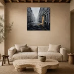 Golden Doorway London Cityscape Wall Art Canvas Print presented in a sophisticated home setting