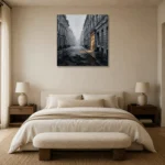 Golden Doorway London Cityscape Wall Art Canvas Print showcased in an elegant minimalist interior