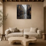 Brick Alley London Cityscape Wall Art Canvas Print presented in a sophisticated home setting