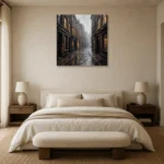 Brick Alley London Cityscape Wall Art Canvas Print showcased in an elegant minimalist interior