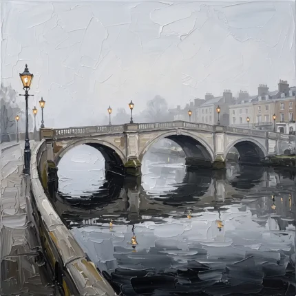 River Bridge London Cityscape Wall Art Canvas Print