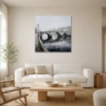 River Bridge London Cityscape Wall Art Canvas Print styled in a refined neutral interior