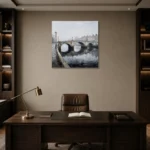 River Bridge London Cityscape Wall Art Canvas Print displayed in a contemporary gallery-inspired room