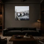 River Bridge London Cityscape Wall Art Canvas Print shown in a warm modern interior