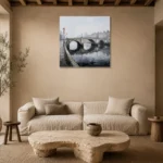 River Bridge London Cityscape Wall Art Canvas Print presented in a sophisticated home setting