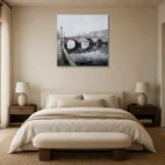 River Bridge London Cityscape Wall Art Canvas Print showcased in an elegant minimalist interior