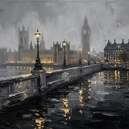 Westminster Embankment London Cityscape Wall Art Canvas Print