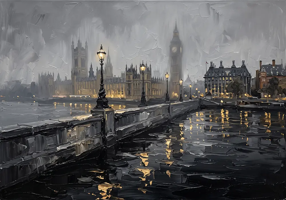 Westminster Embankment London Cityscape Wall Art Canvas Print