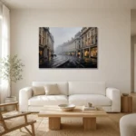 Regent Street London Cityscape Wall Art Canvas Print styled in a refined neutral interior