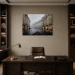 Regent Street London Cityscape Wall Art Canvas Print displayed in a contemporary gallery-inspired room