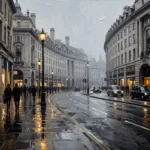 Rainy Piccadilly London Cityscape Wall Art Canvas Print