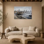 Thames Skyline London Cityscape Wall Art Canvas Print presented in a sophisticated home setting