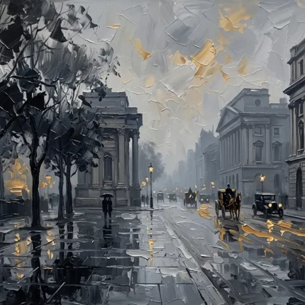 Horse Carriage London Cityscape Wall Art Canvas Print