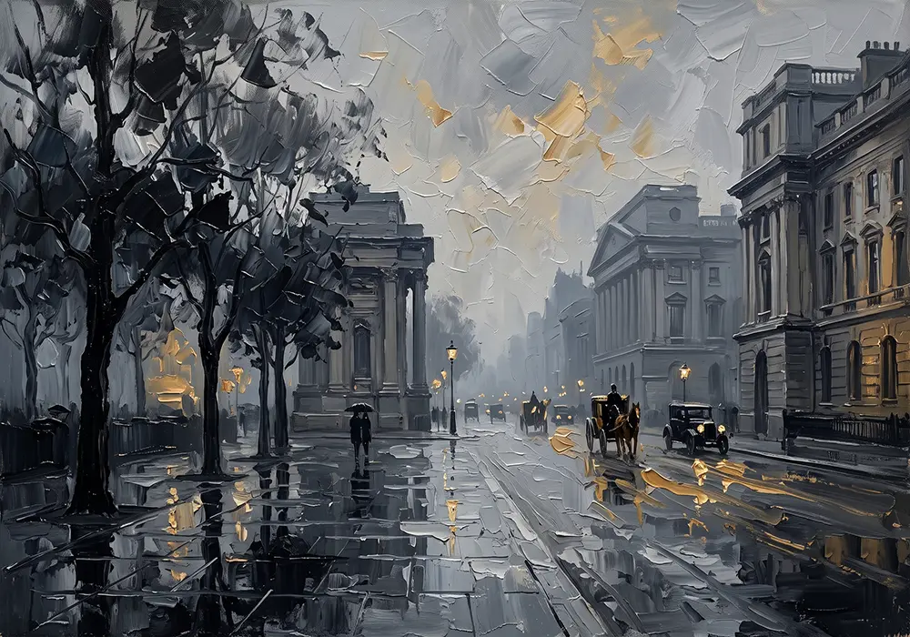 Horse Carriage London Cityscape Wall Art Canvas Print