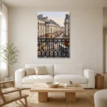 Paris Balcony View Paris Cityscape Wall Art Canvas Print styled in a refined neutral interior