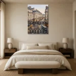 Paris Balcony View Paris Cityscape Wall Art Canvas Print showcased in an elegant minimalist interior